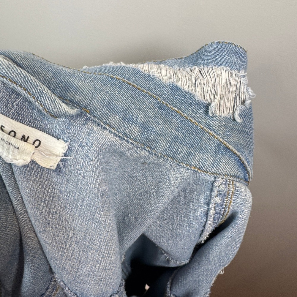 Ci Sono Distressed Denim Trucker Jacket Womens XL Y2K Grunge Streetwear Oversize - Picture 8 of 8